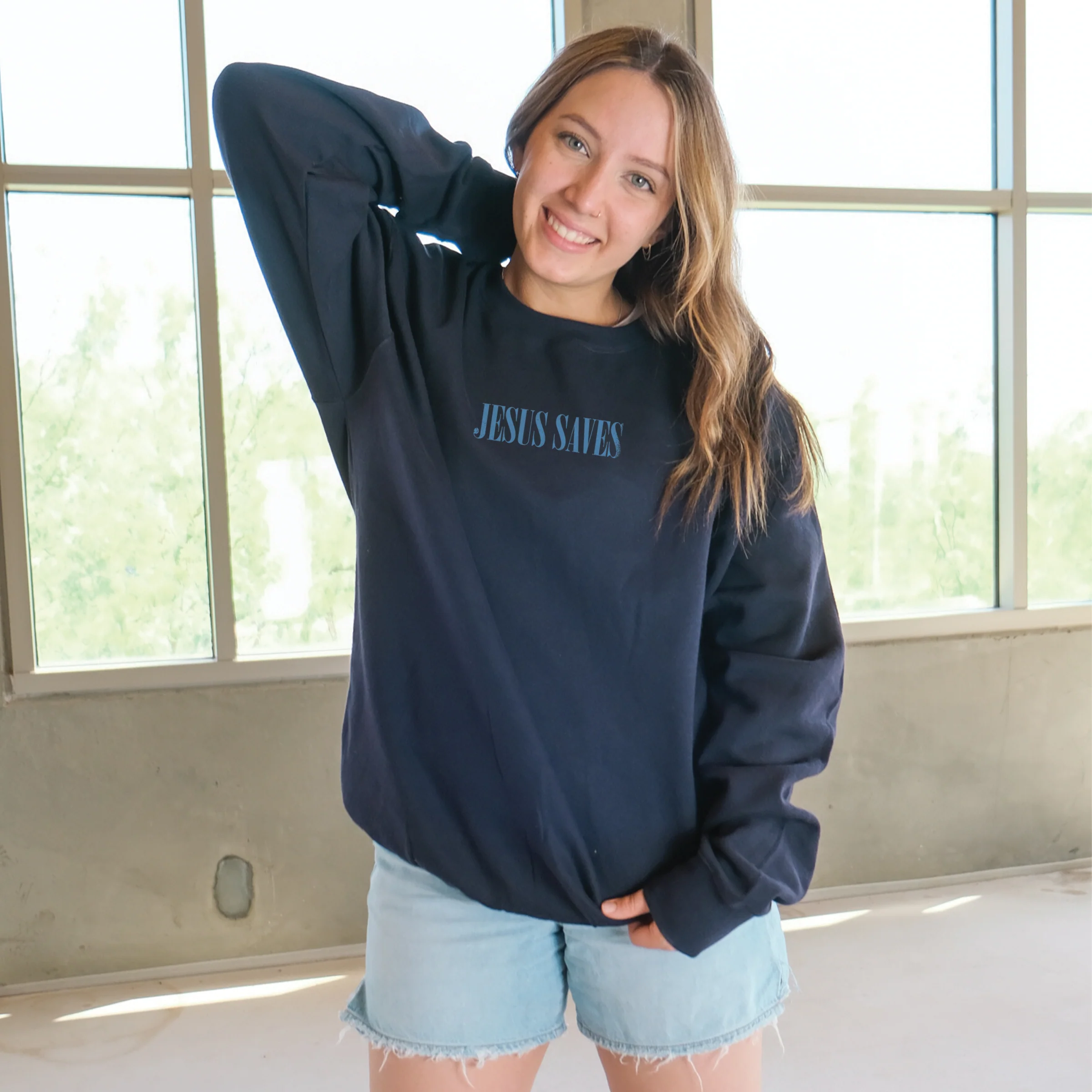 Jesus Saves Crewneck Sweatshirt - Image 3