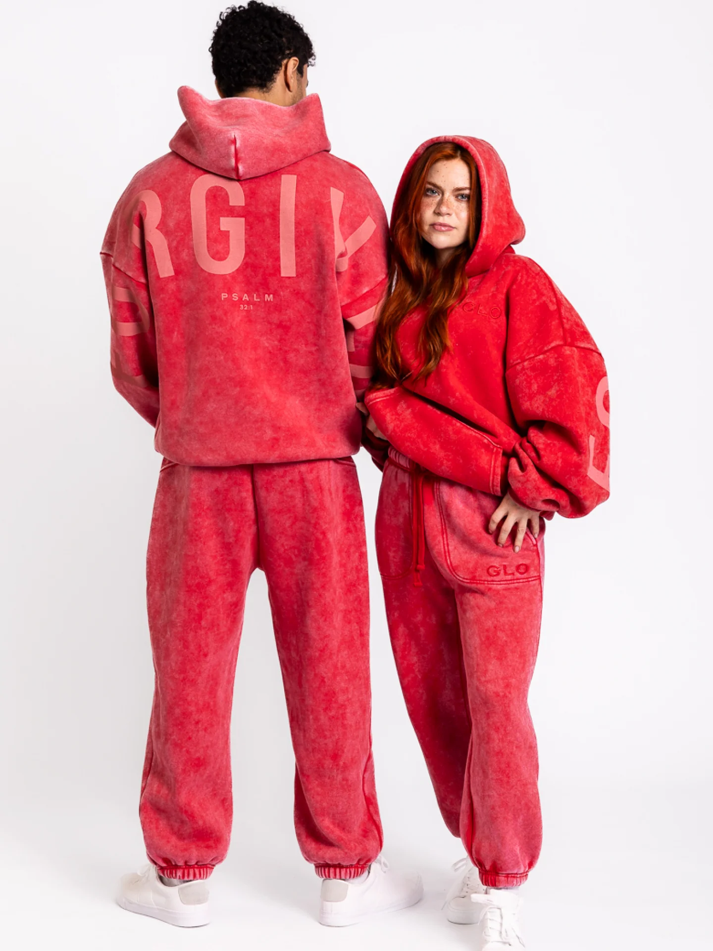 GLO Kingdom Essential Snow Wash True Red Hoodie + Jogger Set - Image 9