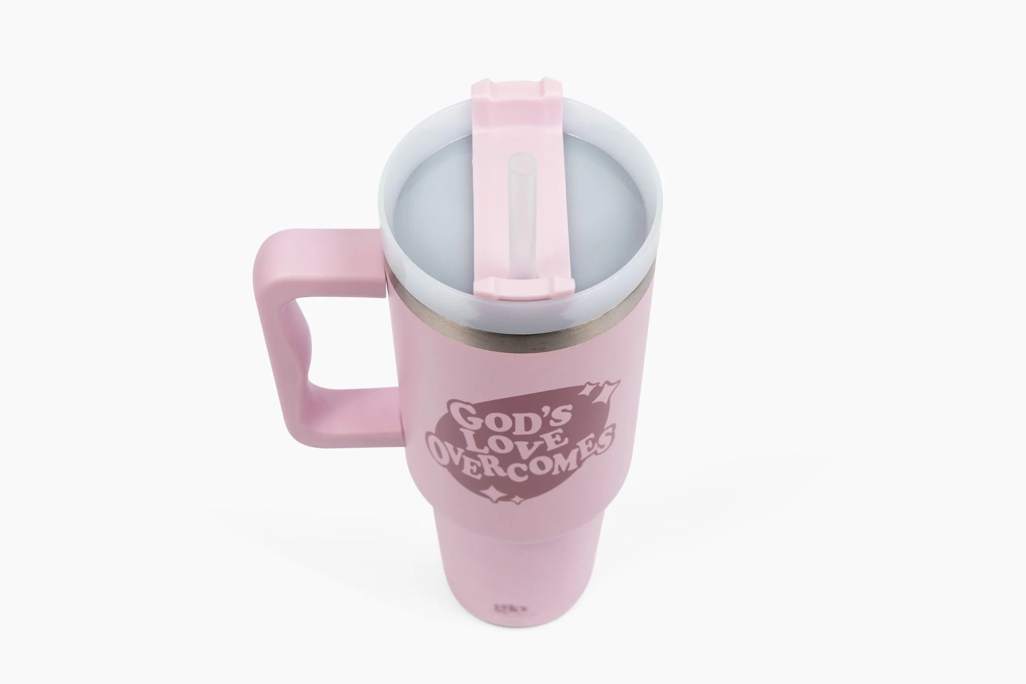 God's Love Overcomes 40oz Tumbler w/ Handle - Image 3