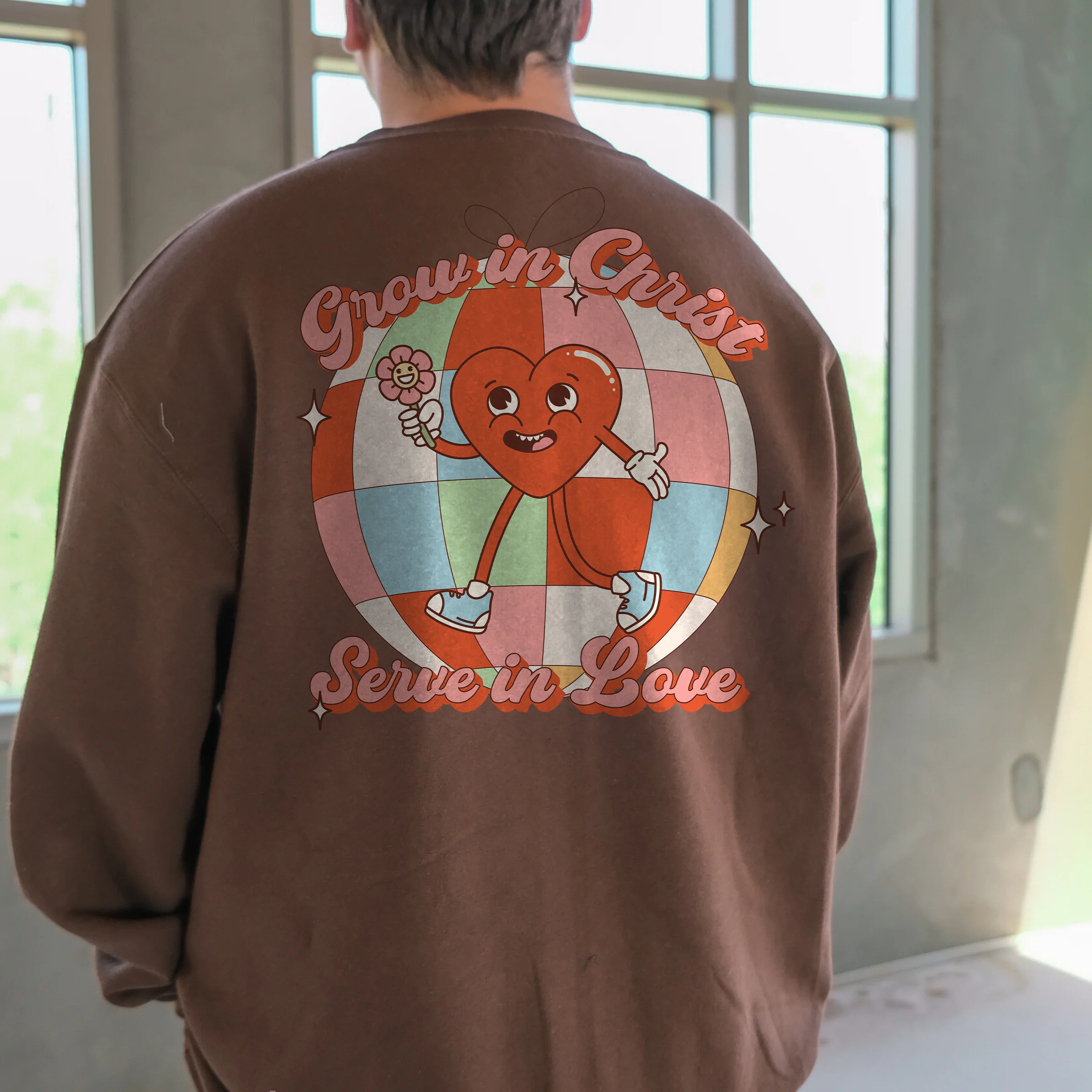 Grow Serve Love Crewneck Sweatshirt - Brown - Image 2