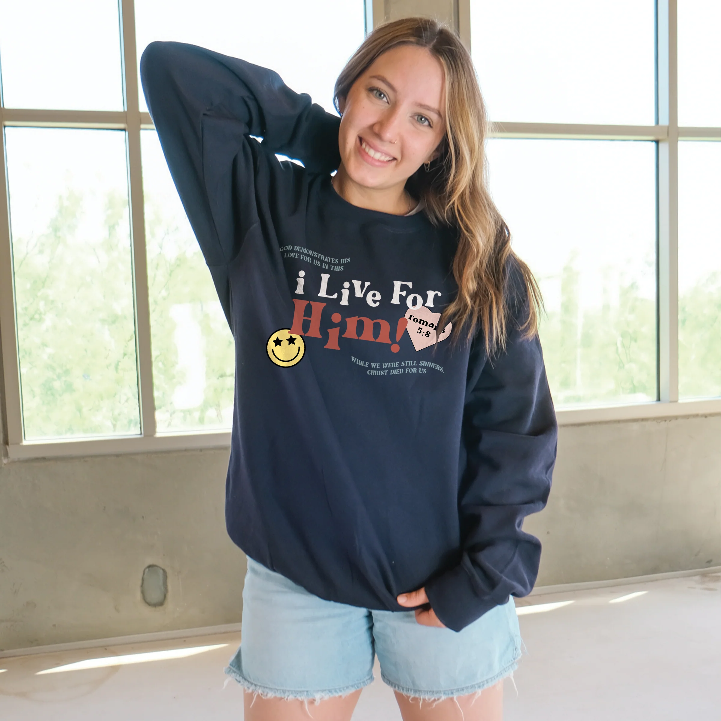 I Live For Him Crewneck Sweatshirt - Image 2