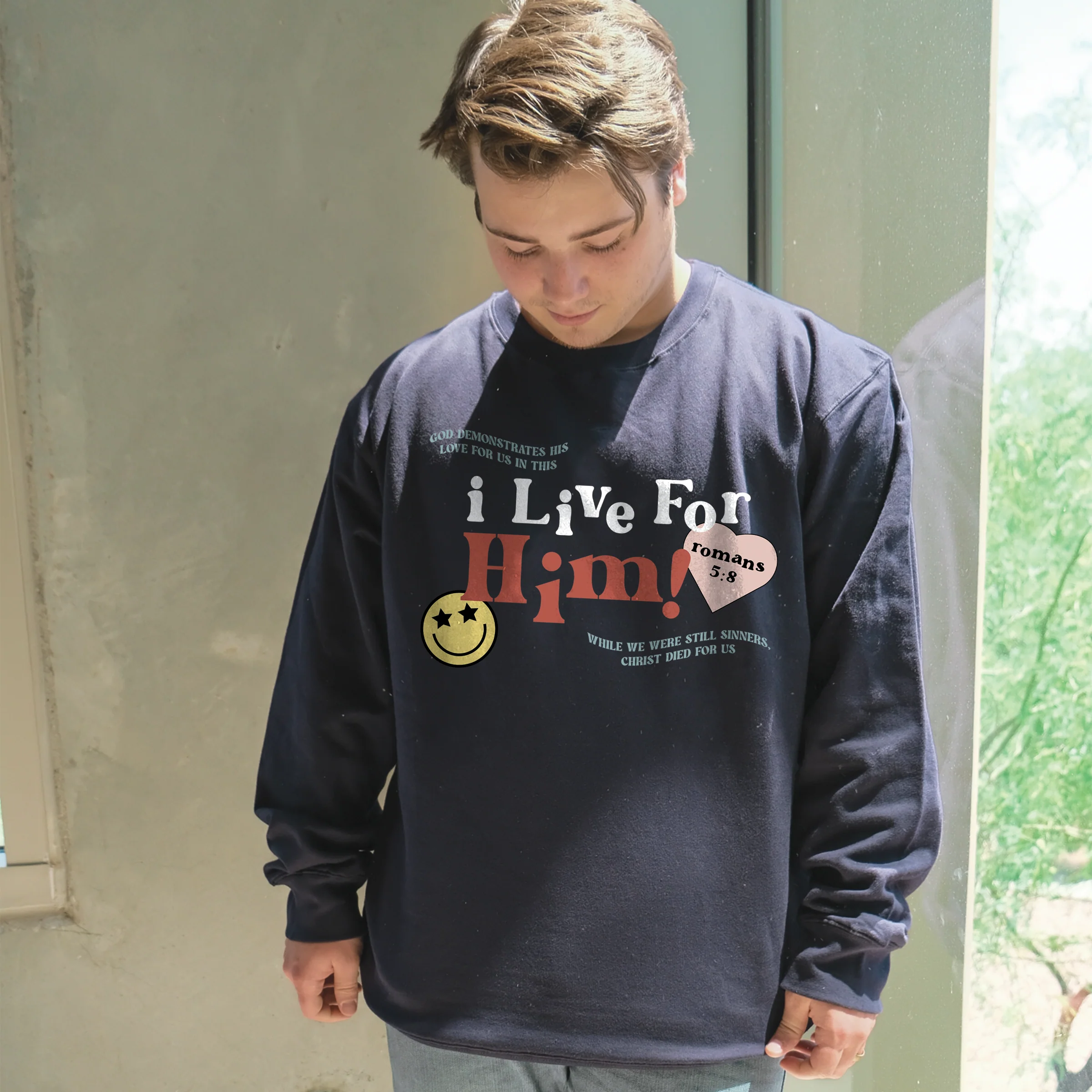 I Live For Him Crewneck Sweatshirt - Image 3