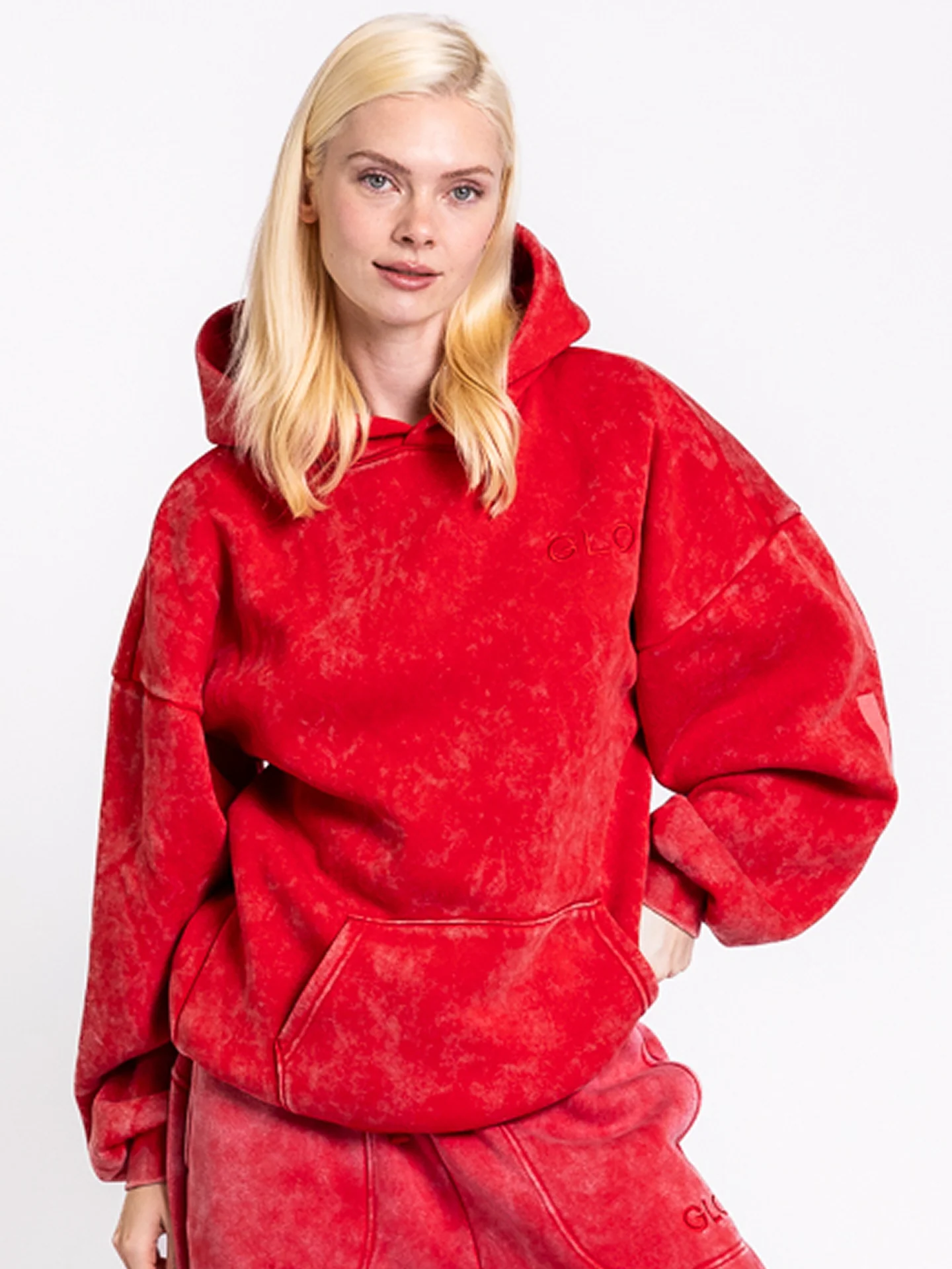 GLO Kingdom Essential Snow Wash True Red Hoodie + Jogger Set - Image 6
