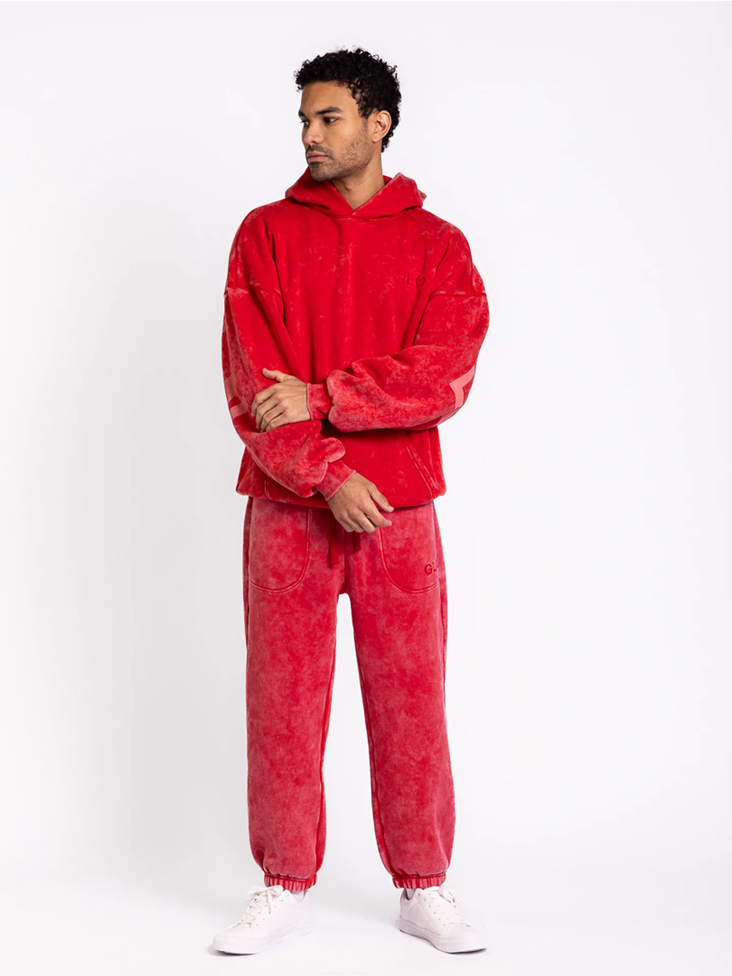 GLO Kingdom Essential Snow Wash True Red Hoodie + Jogger Set - Image 3